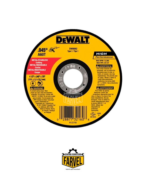 DISCO CORTE DEWALT